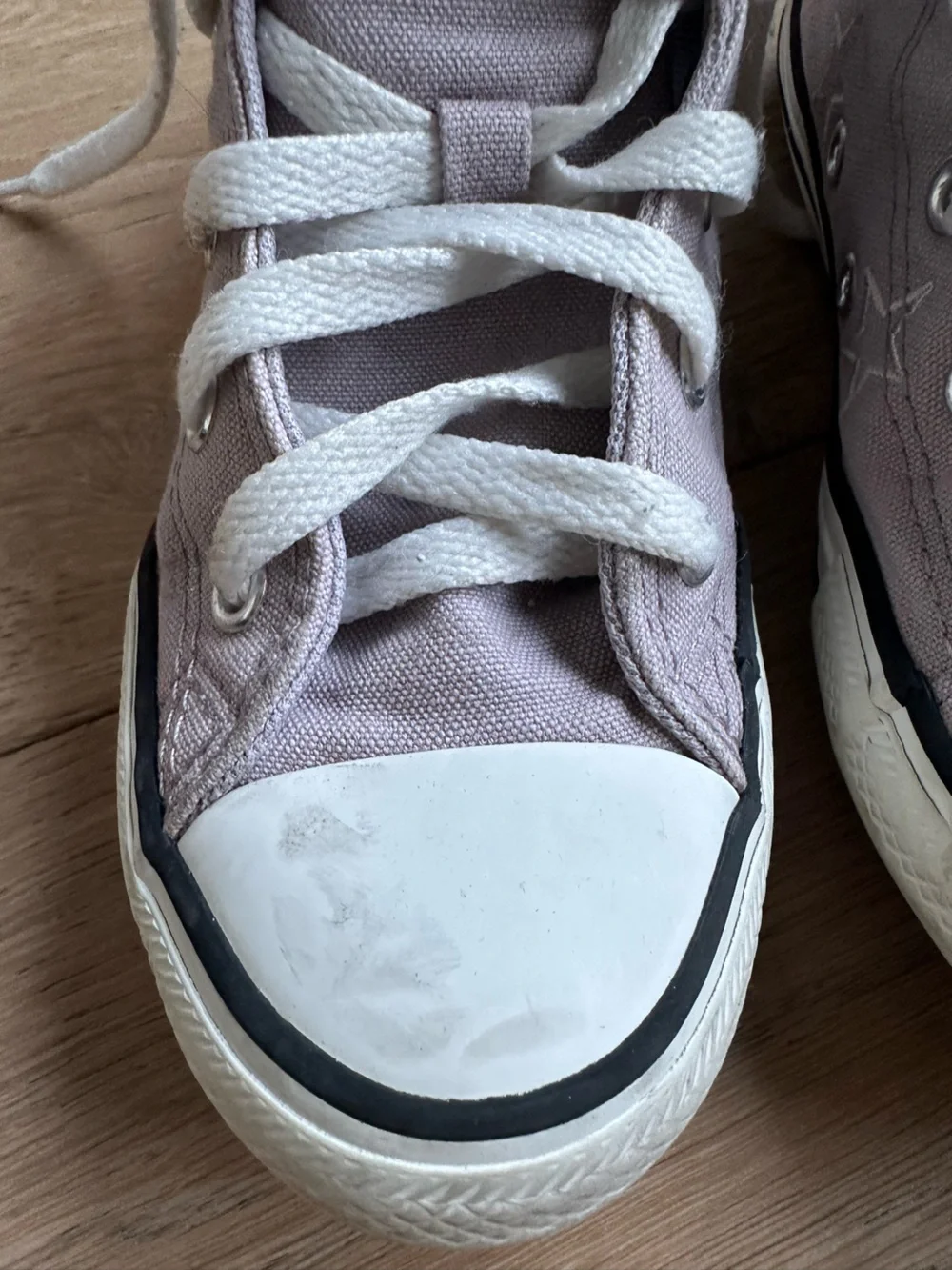 Converse High-Top Canvas Sneakers Light Purple with Stars White Laces 1